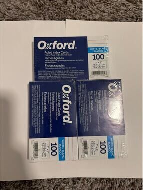 Oxford White Ruled Index Cards 3x5 - 100 Count - Pack of 3